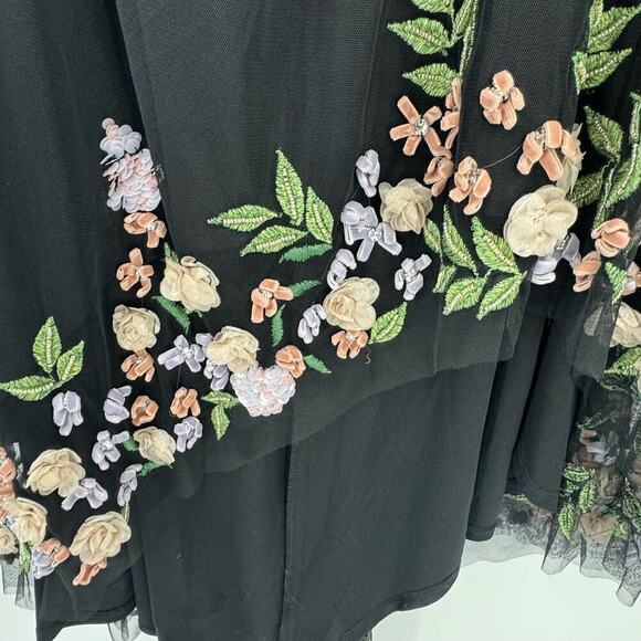 Mac Duggal Asymmetric Floral Chiffon High-Low Sleeveless Black Gown Size 10 NWT - Picture 9 of 13